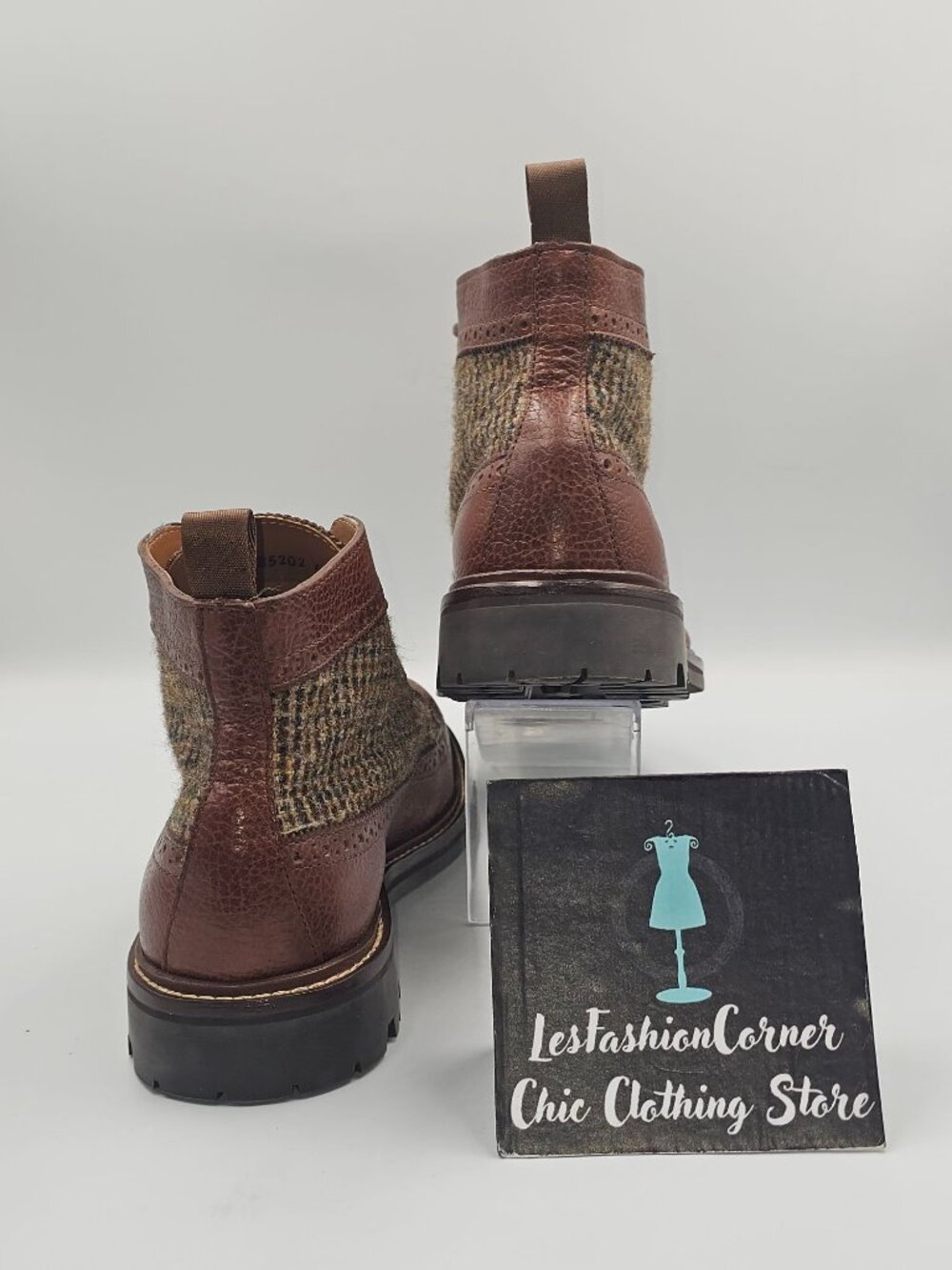 NWOB Taft Men's Brown Leather Tweed  The Boston Longwing Boots Size 9D 3654 - Picture 4 of 16